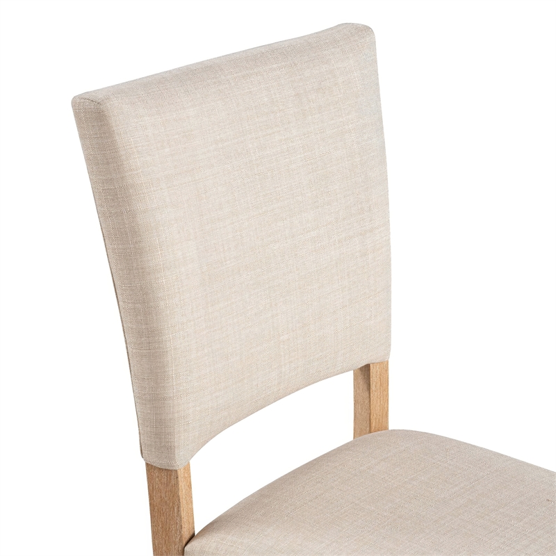 Sesa 4pc Dining Chair Set- Gray Upholstered Seat and Back- Natural Brown