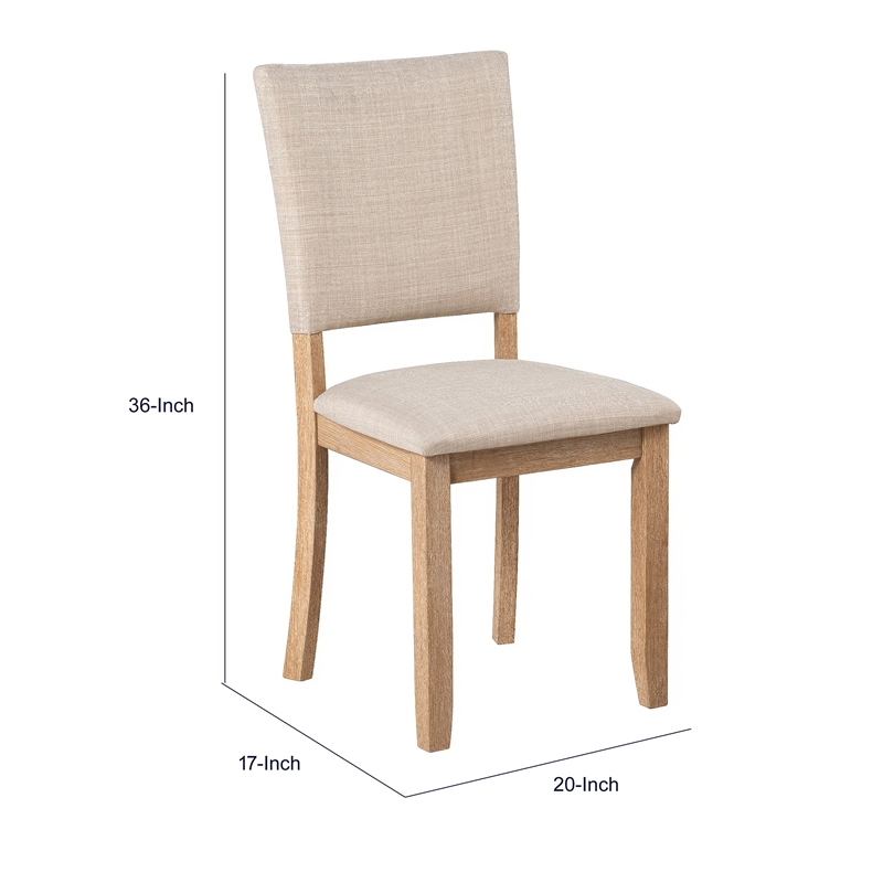 Sesa 4pc Dining Chair Set- Gray Upholstered Seat and Back- Natural Brown