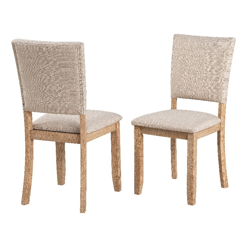 Sesa 4pc Dining Chair Set- Gray Upholstered Seat and Back- Natural Brown