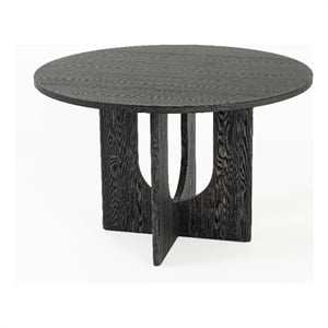 Kysa Dining Table- 47 Inch Round Top- Cross U Pedestal Base- Dark Gray