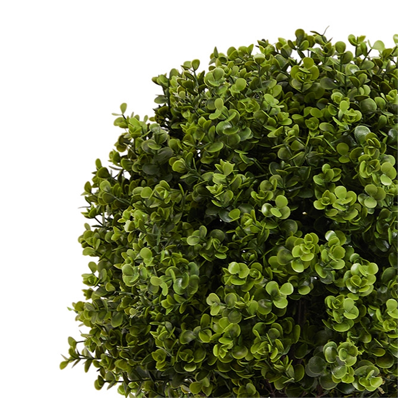 Yana Boxwood Topiary Tree with Pot- Set of 2- Green Poly Silk 22 Inch
