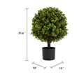 Yana Boxwood Topiary Tree with Pot- Set of 2- Green Poly Silk 22 Inch