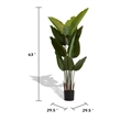 James Artificial Bird of Paradise Palm Tree- Set of 2- Green 63 Inch