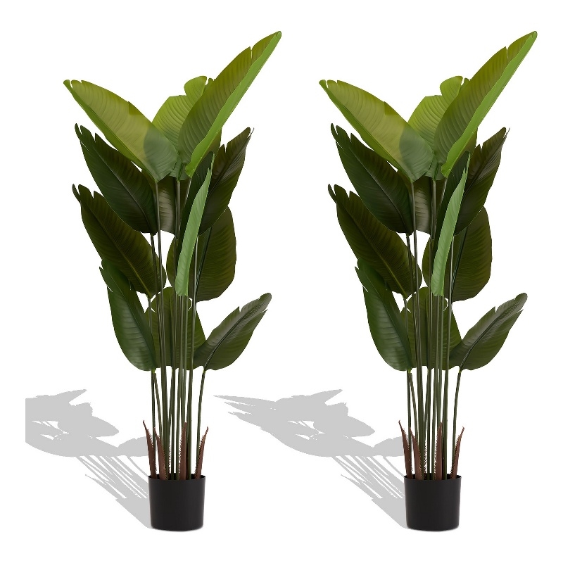 James Artificial Bird of Paradise Palm Tree- Set of 2- Green 63 Inch