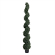 Syna Spiral Artificial Cedar Tree w Pot- Set of 2- Green Poly Silk 71 Inch