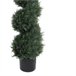 Syna Spiral Artificial Cedar Tree w Pot- Set of 2- Green Poly Silk 71 Inch