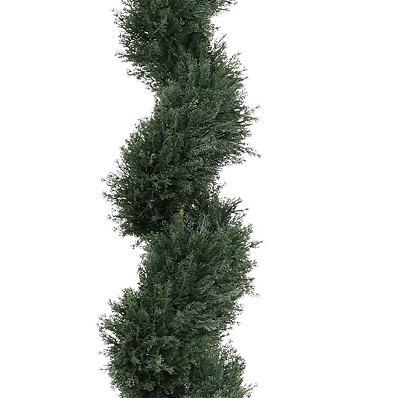Syna Spiral Artificial Cedar Tree w Pot- Set of 2- Green Poly Silk 71 Inch