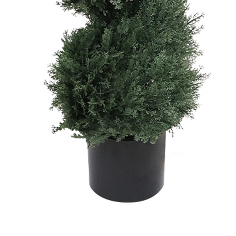 Syna Spiral Artificial Cedar Tree w Pot- Set of 2- Green Poly Silk 71 Inch