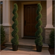 Syna Spiral Artificial Cedar Tree w Pot- Set of 2- Green Poly Silk 71 Inch