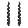 Syna Spiral Artificial Cedar Tree w Pot- Set of 2- Green Poly Silk 71 Inch