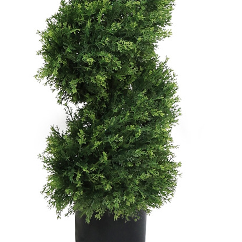 Syna Spiral Cedar Tree- Set of 2- Two-Tone Green Poly Silk 71 Inch
