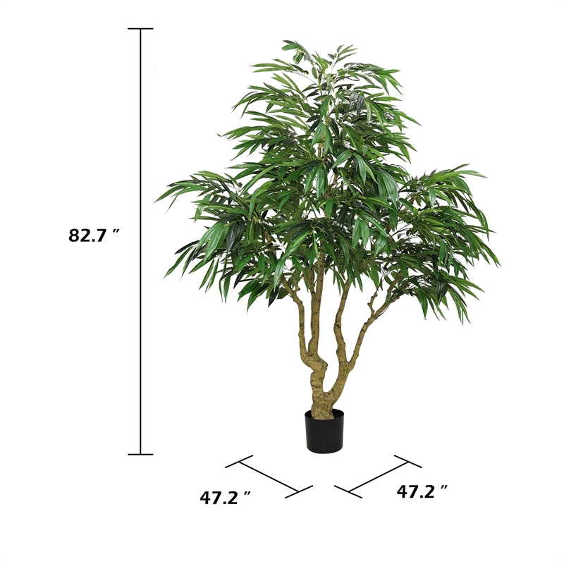 Aisha Artificial Willow Tree with ThermoPoly Silk Foliage- Green 83 Inch