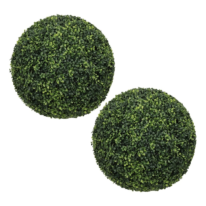Sophie Faux Boxwood Topiary Balls- Set of 2- Green Poly Silk 19 Inch