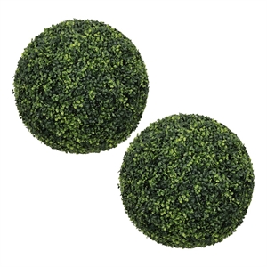 Sophie Faux Boxwood Topiary Balls- Set of 2- Green Poly Silk 19 Inch