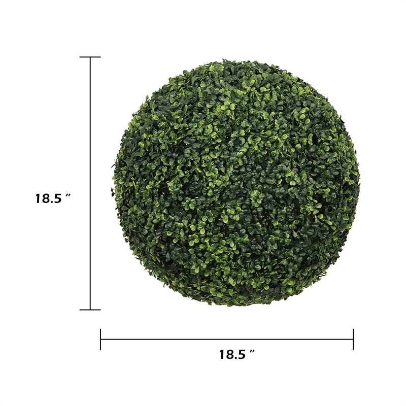 Sophie Faux Boxwood Topiary Balls- Set of 2- Green Poly Silk 19 Inch