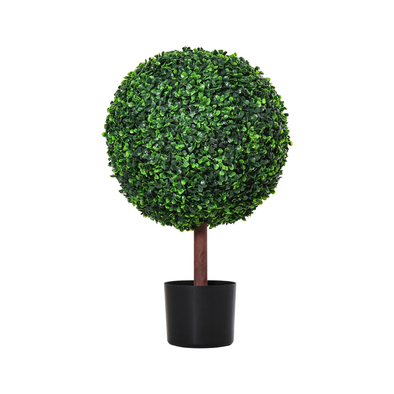 Yuko Artificial Boxwood Ball Topiary Tree with Black Pot- Lifelike 24 Inch