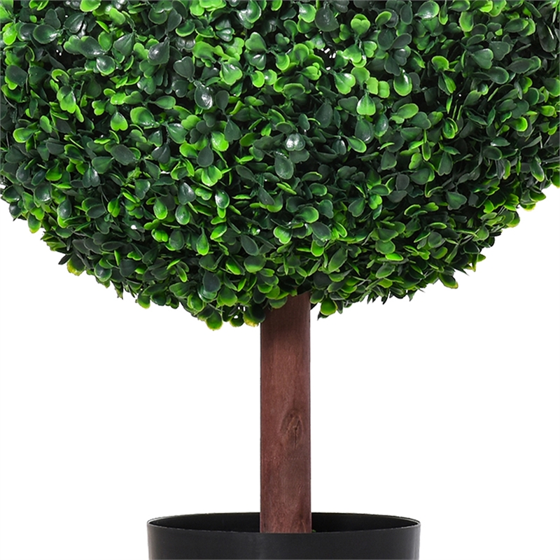 Yuko Artificial Boxwood Ball Topiary Tree with Black Pot- Lifelike 24 Inch