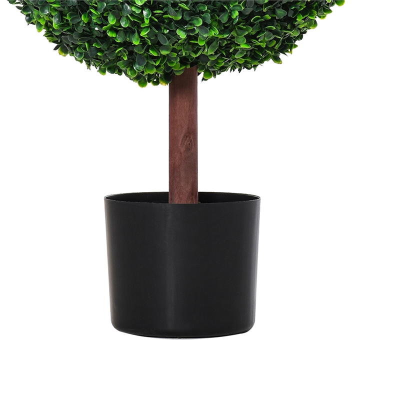 Yuko Artificial Boxwood Ball Topiary Tree with Black Pot- Lifelike 24 Inch