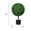Yuko Artificial Boxwood Ball Topiary Tree with Black Pot- Lifelike 24 Inch