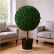 Yuko Artificial Boxwood Ball Topiary Tree with Black Pot- Lifelike 24 Inch