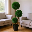 Farah Artificial 3 Ball Boxwood Topiary Tree- Lifelike Poly Silk 43 Inch