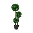 Farah Outdoor 3 Ball Boxwood Topiary Tree- Lifelike Poly Silk 36 Inch