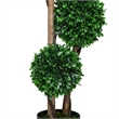 Farah Outdoor 3 Ball Boxwood Topiary Tree- Lifelike Poly Silk 36 Inch