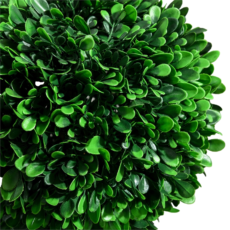 Farah Outdoor 3 Ball Boxwood Topiary Tree- Lifelike Poly Silk 36 Inch