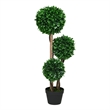 Farah Outdoor 3 Ball Boxwood Topiary Tree- Lifelike Poly Silk 36 Inch