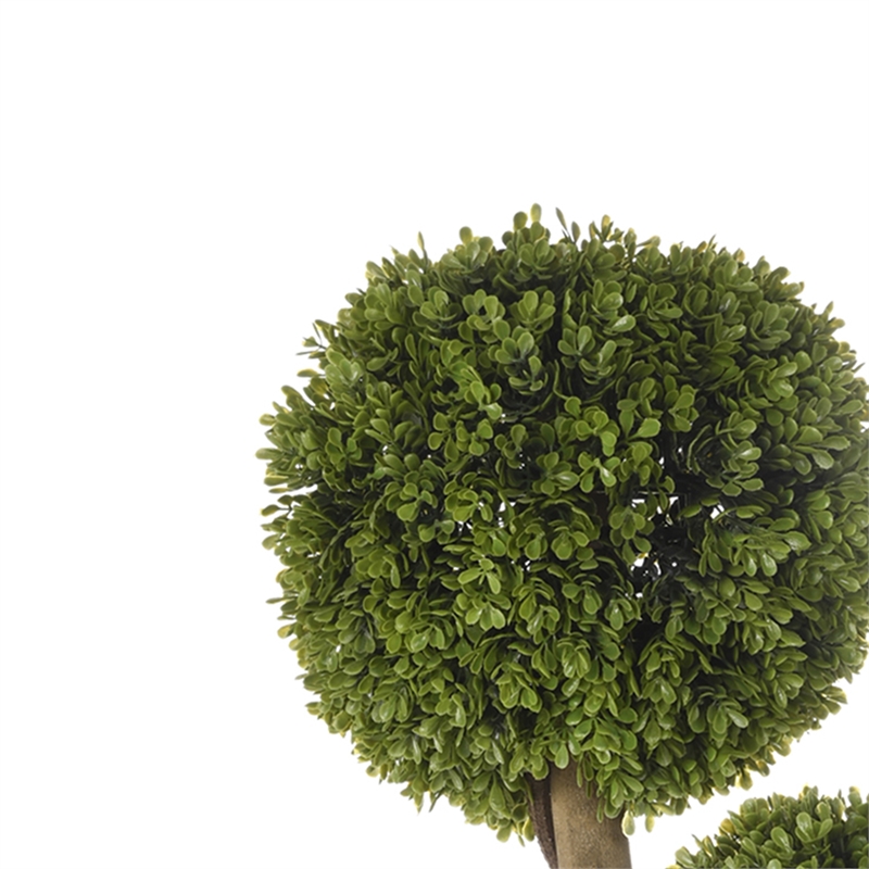 Raha Triple Ball Boxwood Tree in Black Pot- Lifelike Poly Silk 36 Inch