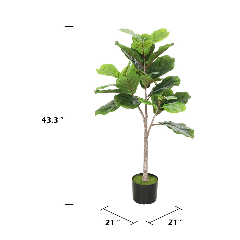 Moona Fiddle Leaf Fig Tree- 28 PEVA Leaves- Lifelike Poly Silk 43 Inch