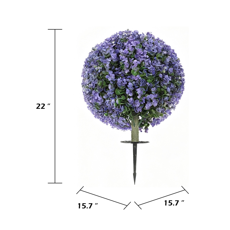 Dammy Eucalyptus 16 Inch Topiary Ball Plants- Set of 2- 22 Inch High