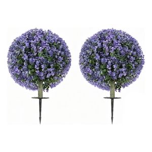 Dammy Eucalyptus 16 Inch Topiary Ball Plants- Set of 2- 22 Inch High