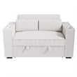 Revi Convertible Sofa w 2 Pillows- USB and Cupholders- Beige Corduroy