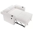 Revi Convertible Sofa w 2 Pillows- USB and Cupholders- Beige Corduroy
