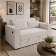 Revi Convertible Sofa w 2 Pillows- USB and Cupholders- Beige Corduroy