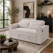 Revi Convertible Sofa w 2 Pillows- USB and Cupholders- Beige Corduroy