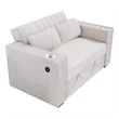 Revi Convertible Sofa w 2 Pillows- USB and Cupholders- Beige Corduroy
