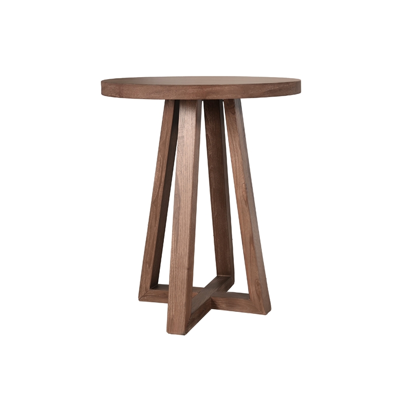 Mika Dining Pub Table- 30 Inch Round Top with Cross Base- Wheat Brown