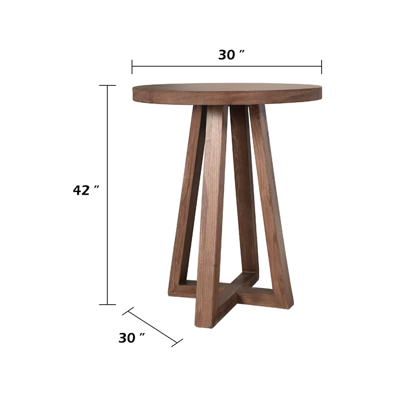 Mika Dining Pub Table- 30 Inch Round Top with Cross Base- Wheat Brown