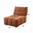Leya Modular Armless Chair- Adjustable back- Channeled Coral Red Linen