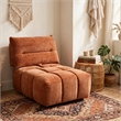Leya Modular Armless Chair- Adjustable back- Channeled Coral Red Linen