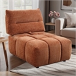 Leya Modular Armless Chair- Adjustable back- Channeled Coral Red Linen