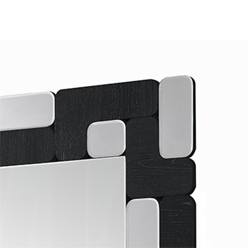 Kia Dresser Mirror- Block Design- Metallic Silver and Black Veneer 32x47