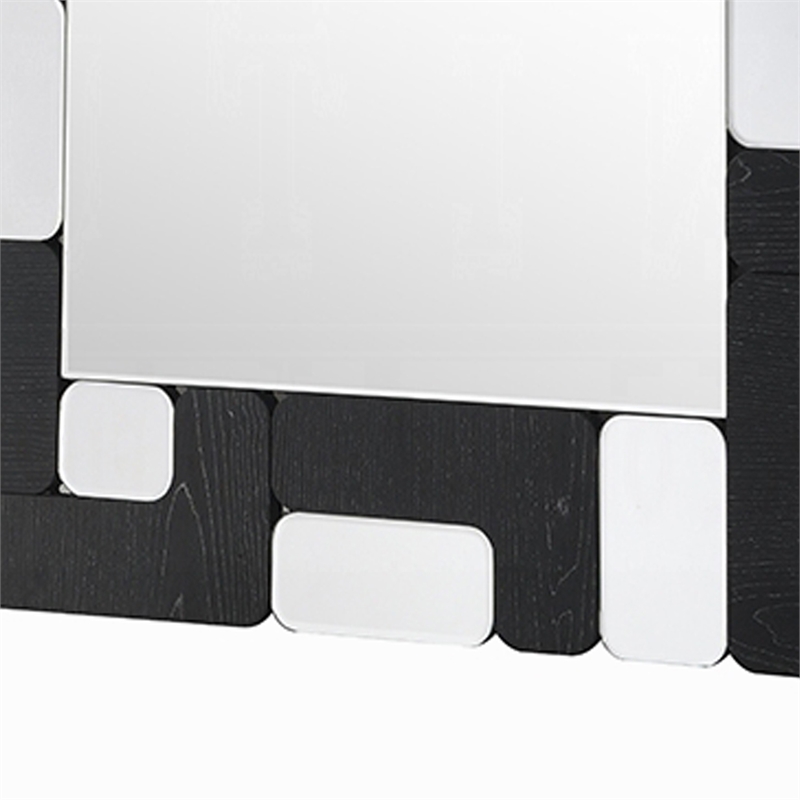 Kia Dresser Mirror- Block Design- Metallic Silver and Black Veneer 32x47