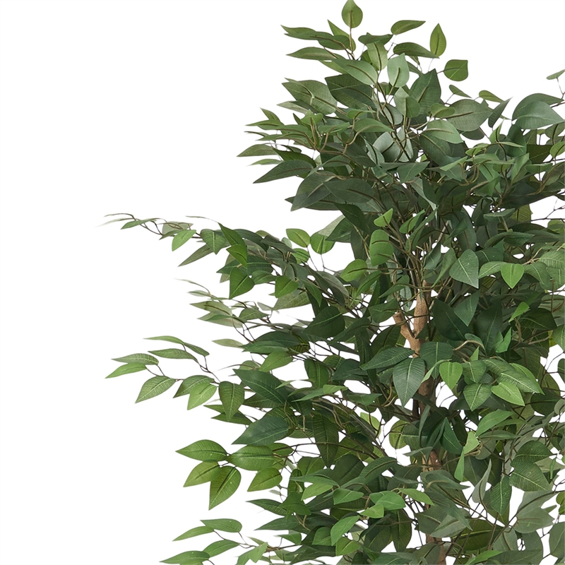 Karen Artificial Ficus Tree w Twisted Trunk- Green Poly Silk-Iron 59 Inch