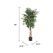 Karen Artificial Ficus Tree w Twisted Trunk- Green Poly Silk-Iron 59 Inch