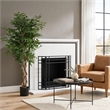 Karen Artificial Ficus Tree w Twisted Trunk- Green Poly Silk-Iron 59 Inch