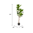 Axel Faux Fiddle Leaf Fig Tree- Iron Frame- Green Poly Silk 59 Inch