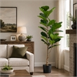 Axel Faux Fiddle Leaf Fig Tree- Iron Frame- Green Poly Silk 59 Inch